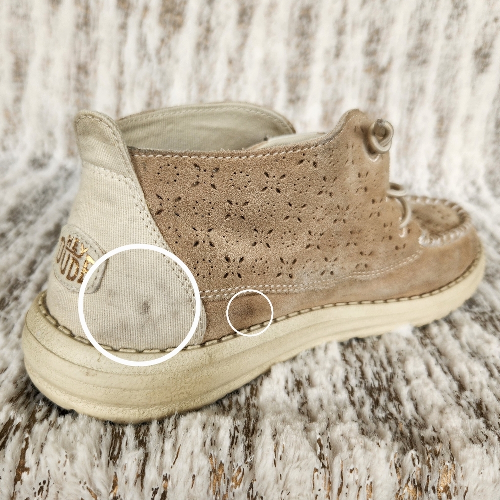 Hey Dude "Wendy Mid Suede Boho" Ivory Tan Leather | Women's Size 7 - Picture 13 of 16